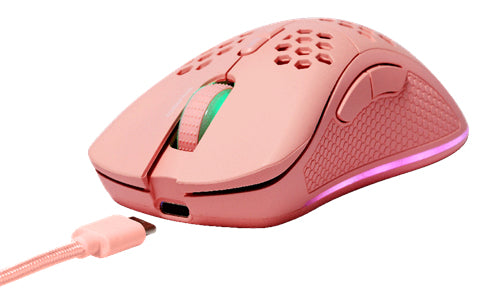 Deltaco Gaming GAM-120-P – Gaming-Maus – Kabellos (Bluetooth/2,4 GHz), 4800 DPI, Rechts, Pink