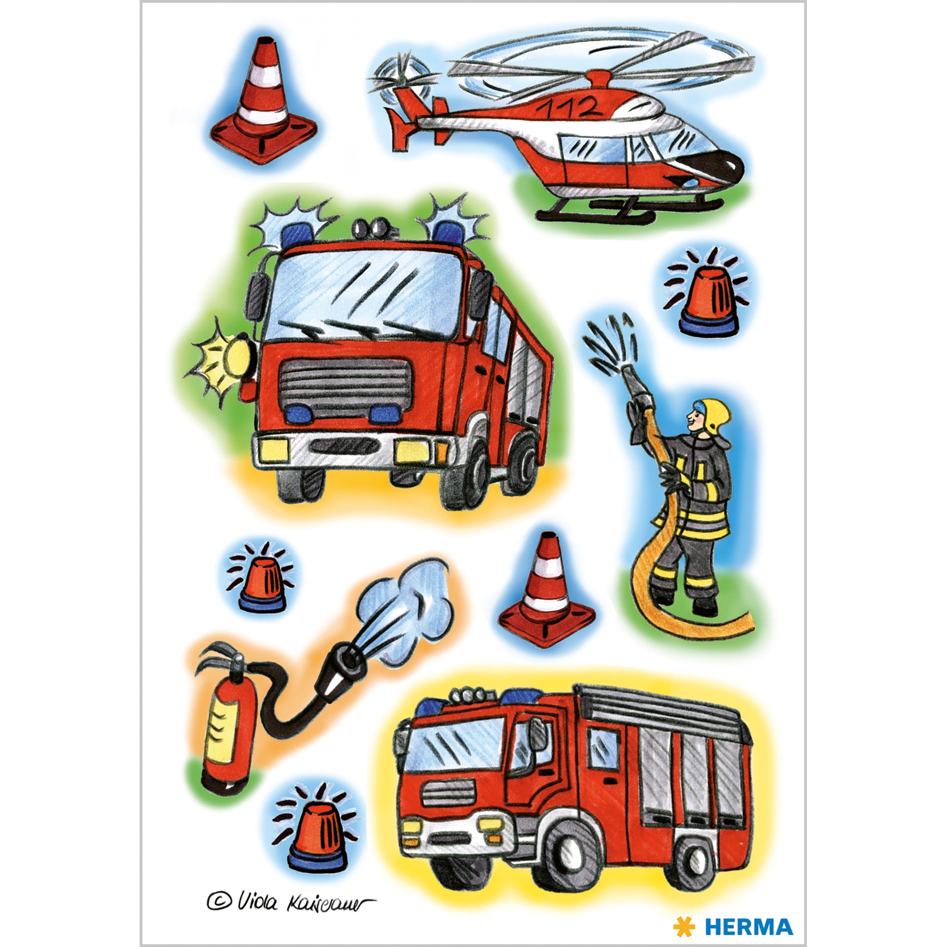 HERMA Schmucketiketten – Feuerwehr – 30 Stück – permanent – mehrfarbig
