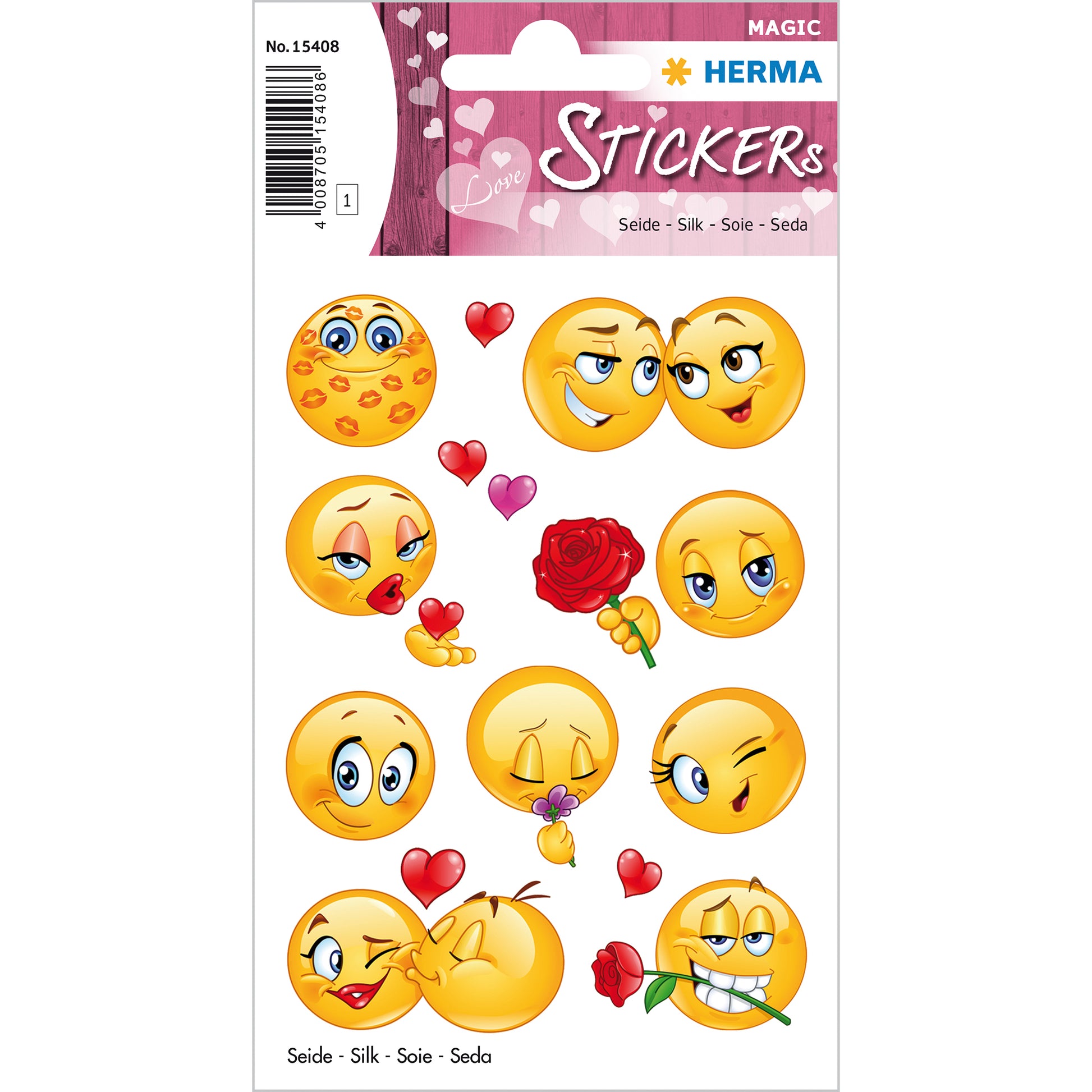 HERMA Schmucketiketten Love Faces – 9 Stück – permanent – mehrfarbig