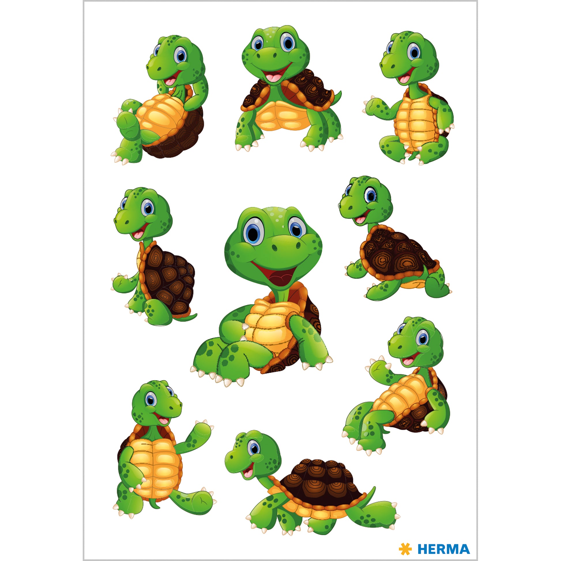 HERMA Schmucketiketten – Little Turtle – 9 Stück – permanent – mehrfarbig