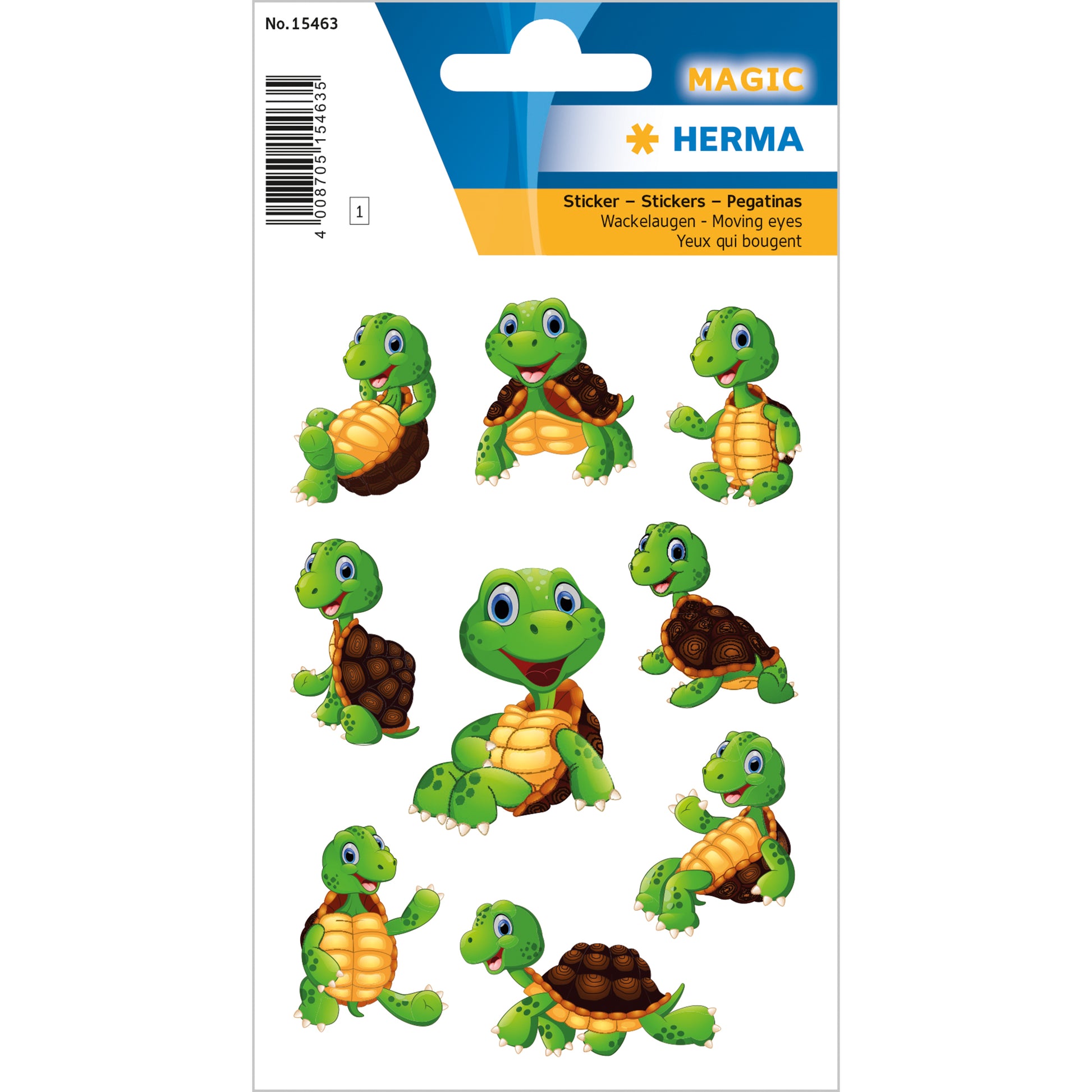 HERMA Schmucketiketten – Little Turtle – 9 Stück – permanent – mehrfarbig