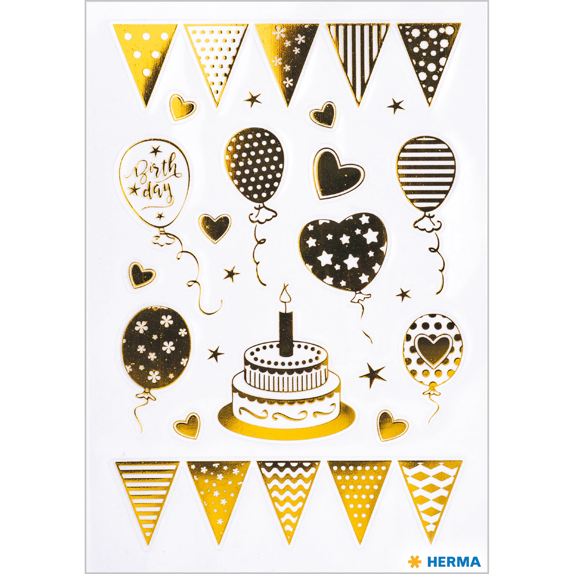 HERMA Geschenketiketten Home Feeling – Birthday Party – 22 Etiketten – permanent, Papier – Bogen 84 × 120 mm