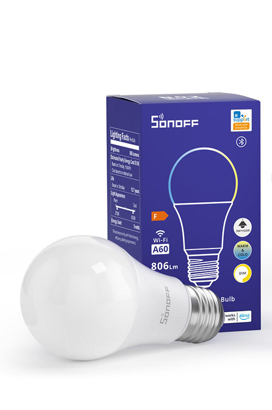 Sonoff Smart-Leuchtmittel E27 A60 – 2700–6500 K, 806 lm, 9 W, WLAN/Bluetooth – für Alexa, Google Assistant