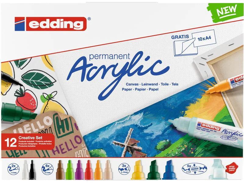 Edding Acrylmarker – mehrfarbig, 12er Set