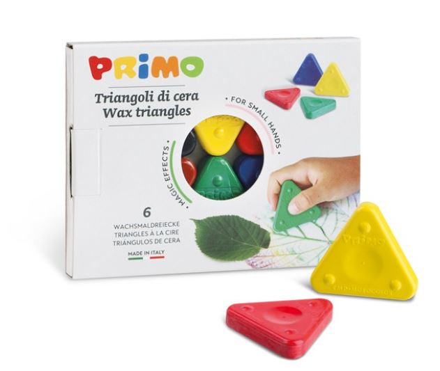 Primo Wachsmalstifte Dreikant – bunt – 6 Farben – in Etui