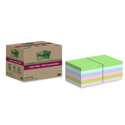 Post-it Haftnotizen Super Sticky – 76×76 mm – sortiert, 12×70 Blatt, PEFC