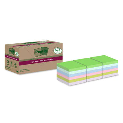 Post-it Haftnotizen Super Sticky – 76×76 mm – sortiert, 18×70 Blatt, PEFC