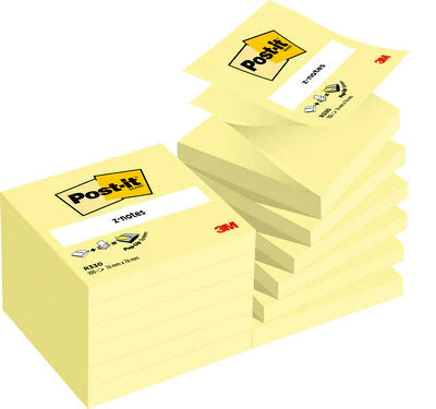 Post-it Haftnotizen – 76×76 mm – Gelb, 12×100 Blatt, Z-Faltung, Papier, PEFC