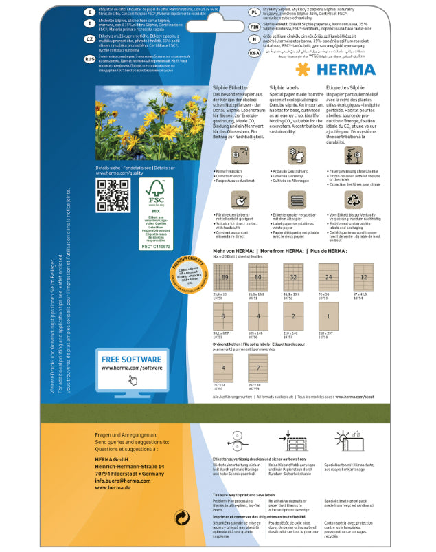 HERMA Drucketiketten, 48 mm × 34 mm, braun, Papier, permanent, 20 Blatt (640 Etiketten)