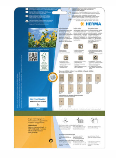 HERMA Etiketten, 210 mm × 148 mm, braun, Papier, permanent, 20 Blätter (40 Etiketten)
