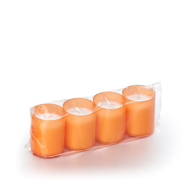 Balthasar Kerzen – 4-teilig, Ø 5 × 6 cm – Kunststoff, orange