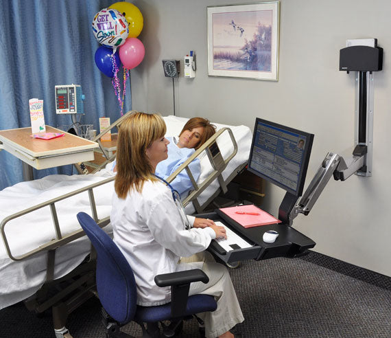 Ergotron SV Sit-Stand Combo Arm Arbeitsfläche – Monitorarm, Silber