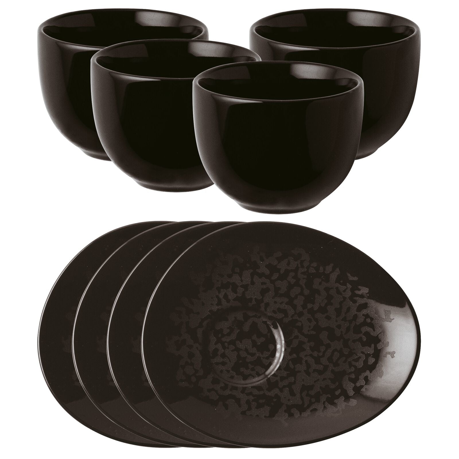 Arthur Krupp Espressotasse Eclipse – 8-teiliges Set, 100 ml, Porzellan, spülmaschinenfest, mikrowellengeeignet