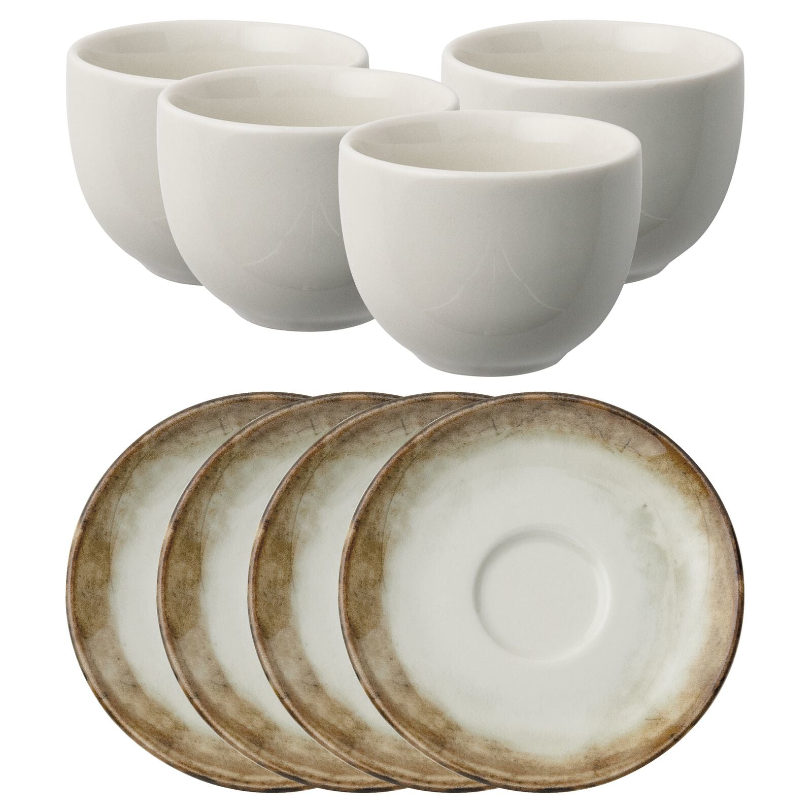 Arthur Krupp Espressotasse Shade – Set 8-teilig, 100 ml, Porzellan, mit Unterteller, spülmaschinenfest