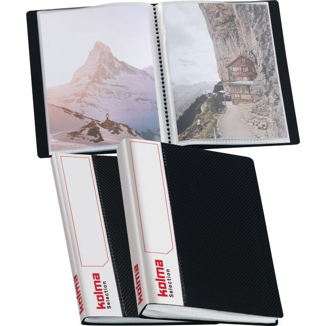 Kolma Sichtbuch Selection – 40 Sichttaschen, A6, glatt, glänzend, schwarz, Kunststoff