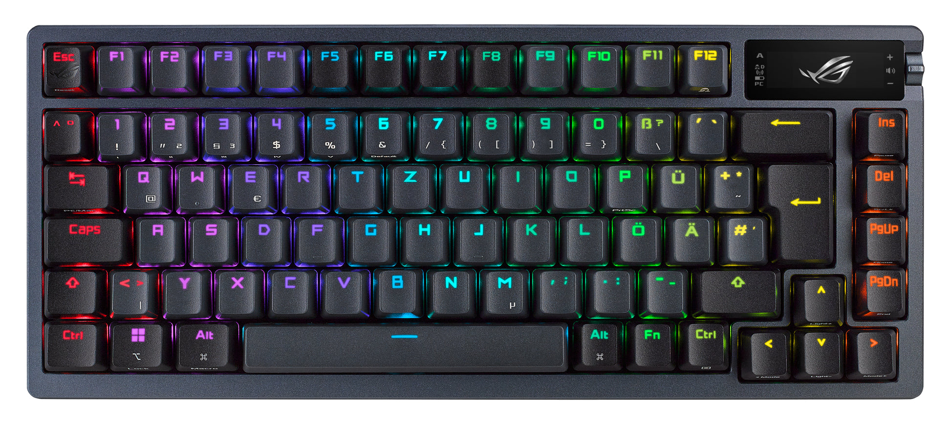 ASUS ROG Azoth – Tastatur, kabellos (Bluetooth/2,4 GHz), kabelgebunden (USB), US-Layout (EN), Schwarz
