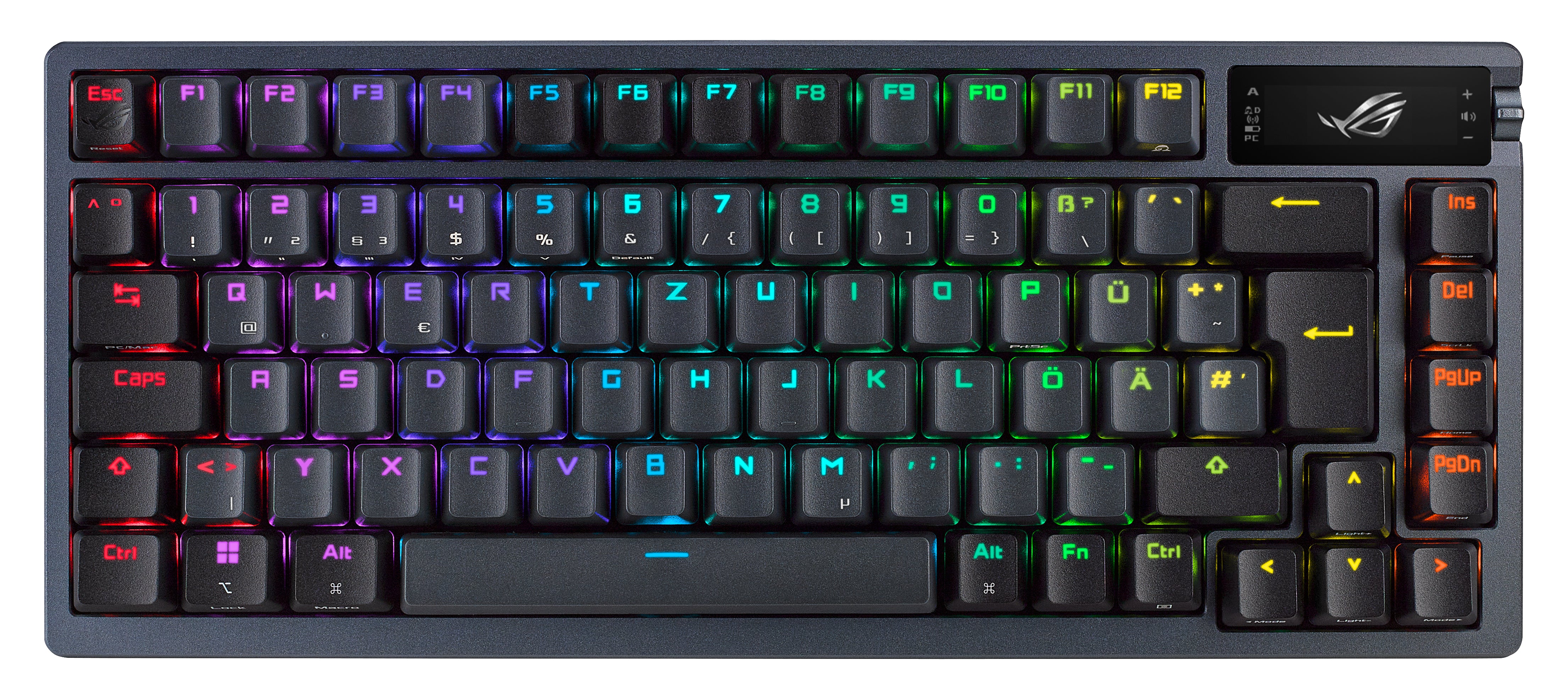 ASUS ROG Azoth – Tastatur, kabellos (Bluetooth/2,4 GHz), kabelgebunden (USB), US-Layout (EN), Schwarz