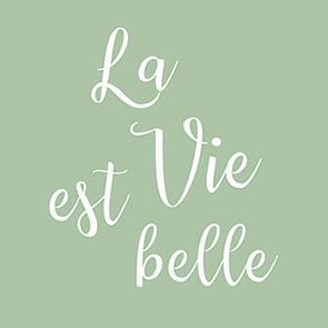 Braun + Company Servietten La vie est belle grün/weiss – 33 × 33 cm, 3-lagig – 20 Stück
