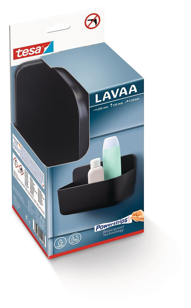 TESA Seifenhalter LAVAA – ABS, Wandmontiert, 20×11×13 cm, Schwarz