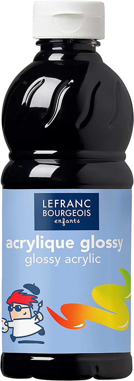 Lefranc & Bourgeois Acrylfarbe – Schwarz, glänzend – 500 ml – für Metall, Kunststoff, Glas