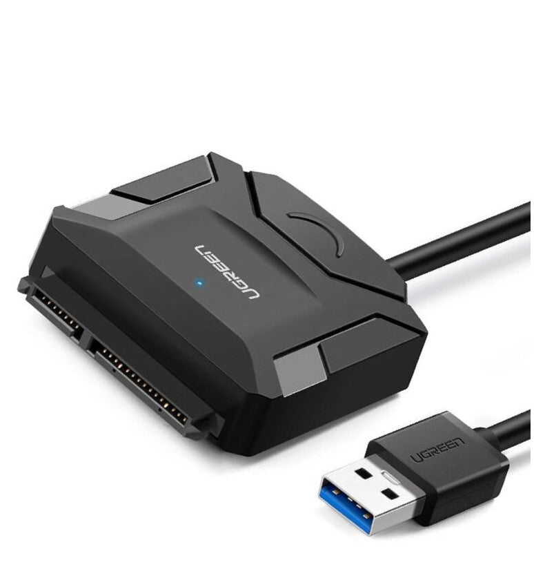 Ugreen 20611 USB 3.2 Gen 1 (5 Gbit/s) zu SATA III Kabel – 0,5 m, 12 V/2 A, für 2,5"/3,5" SATA HDD/SSD, Schwarz