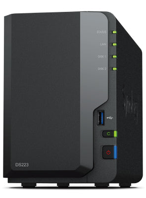 Synology DS223 – 2-Bay Desktop NAS – Realtek RTD1619B, 2 GB RAM, 1GbE, DSM, 12 TB HDD vorinstalliert