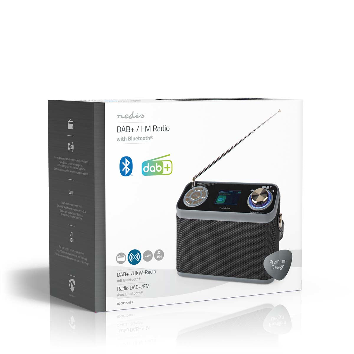 Nedis DAB+/UKW-Tischradio, Bluetooth – Schwarz