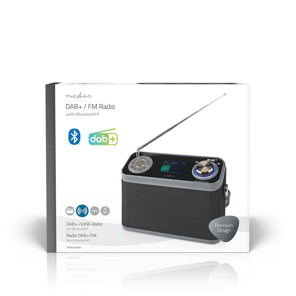 Nedis DAB+/UKW-Tischradio, Bluetooth – Schwarz
