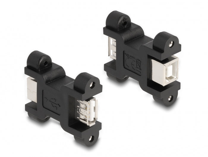 DeLOCK USB-Adapter USB-A auf USB-B – USB 2.0 (480 Mbit/s) – Verschraubbar – Schwarz