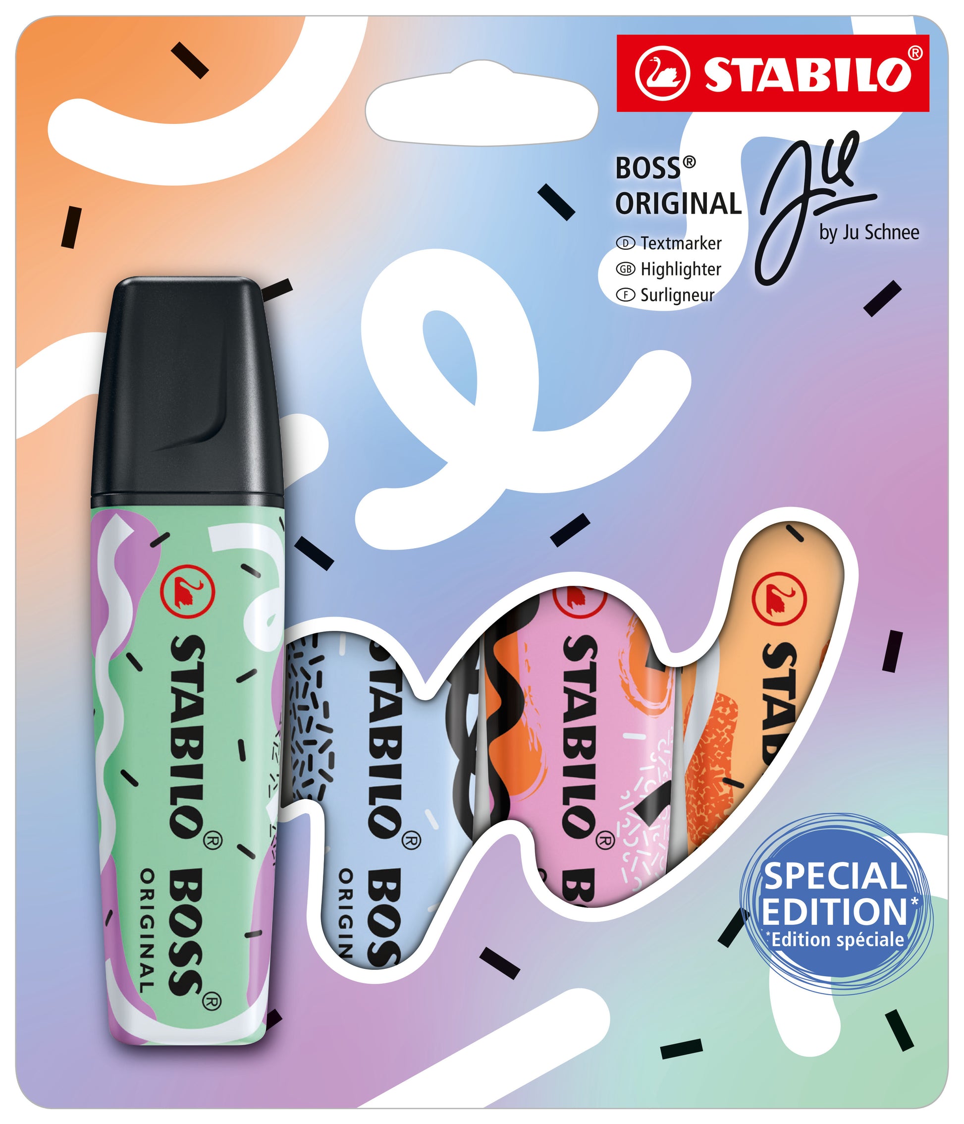 STABILO BOSS Original Textmarker Set 4 Pastellfarben – Keilspitze, 2–5 mm