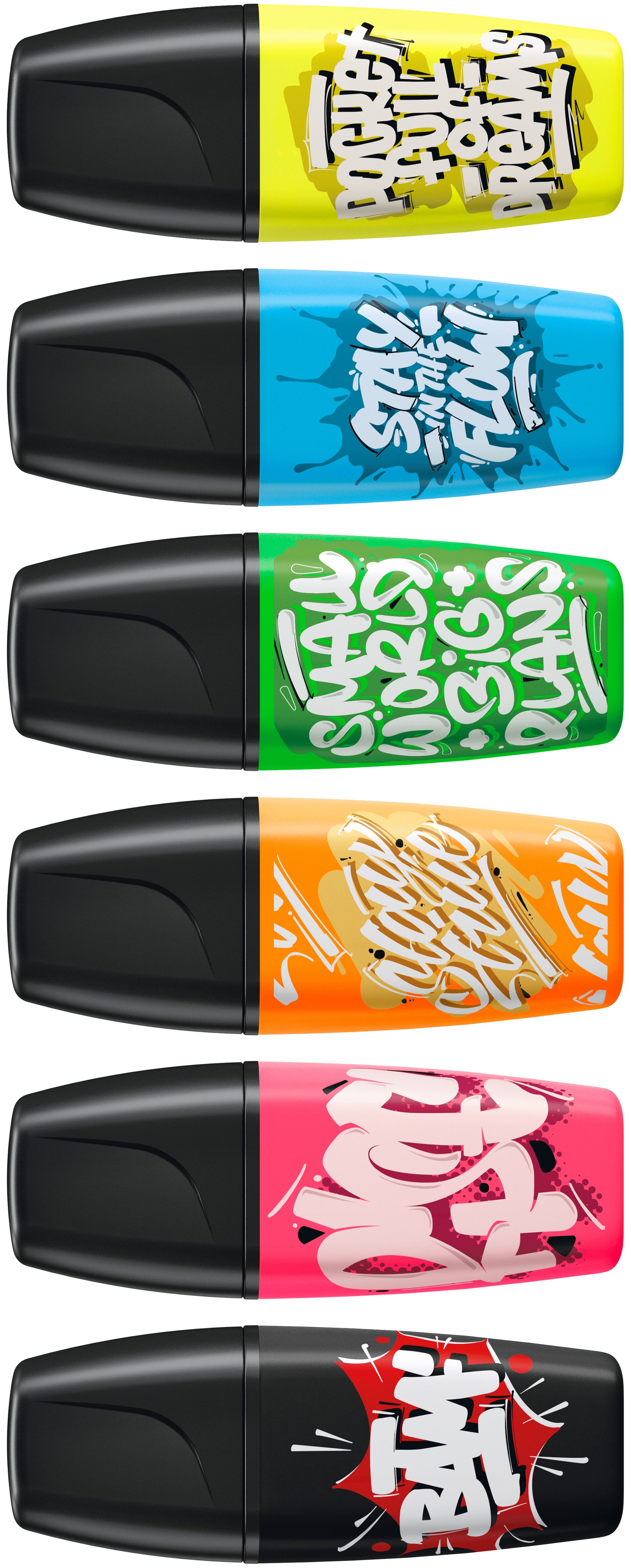 STABILO BOSS Textmarker Mini Set 6 Farben – Keilspitze, 2–5 mm
