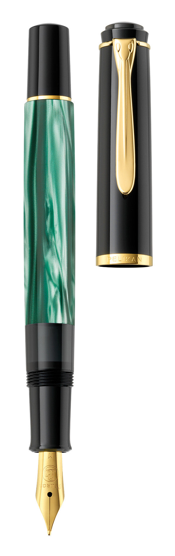Pelikan Füllhalter M 200 – Grün marmoriert, integriertes Befüllsystem