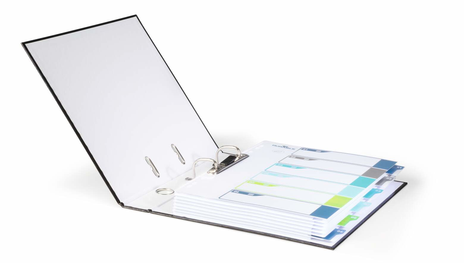 Durable Register A4+ Überbreit – Blanko 1–6, PP Mehrfarbig, Universallochung, Transparentes Frontblatt