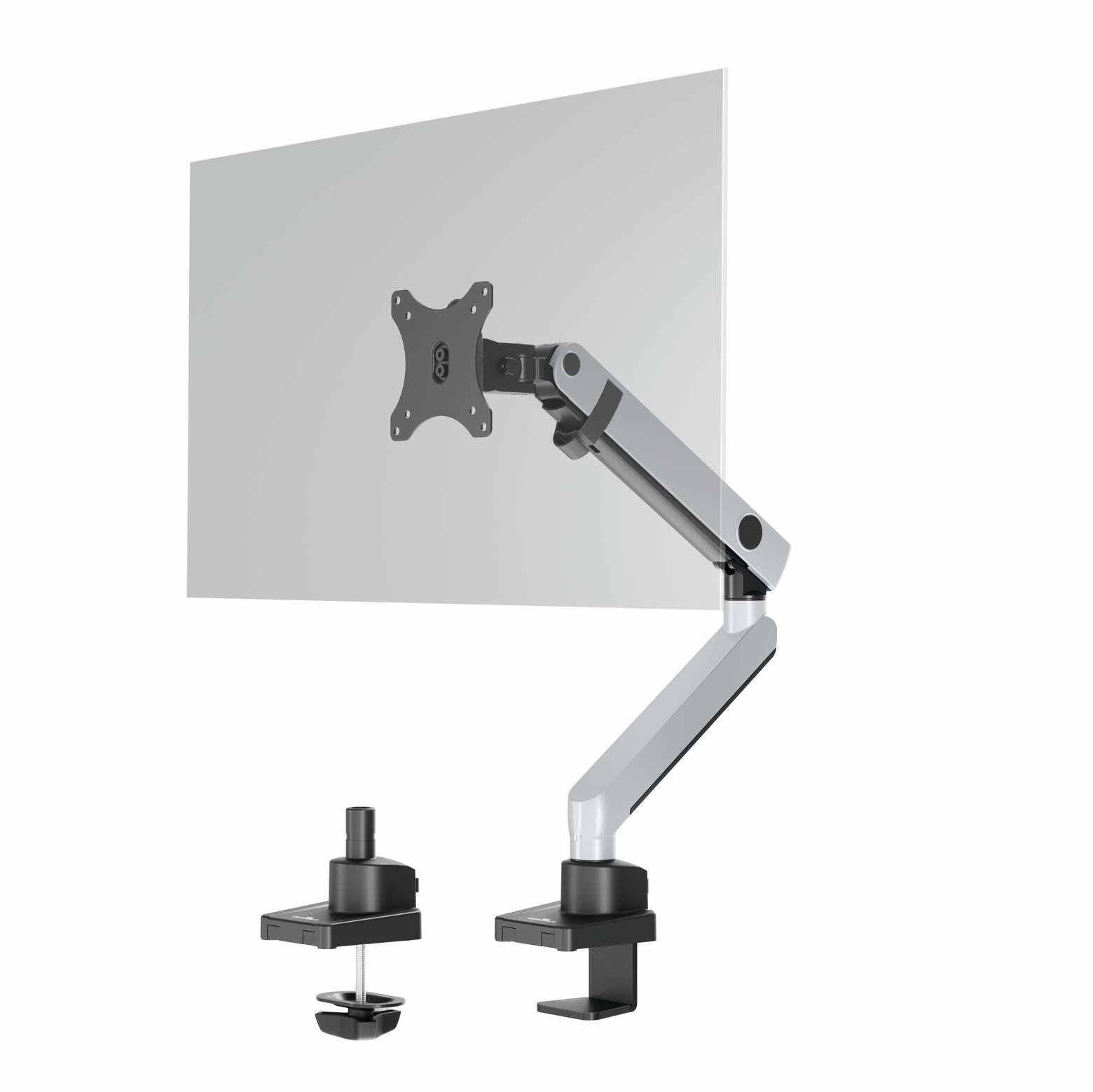 Durable Select Plus – Monitorarm, bis 32", VESA 75 × 75/100 × 100 mm, höhenverstellbar 20–130 mm, silber