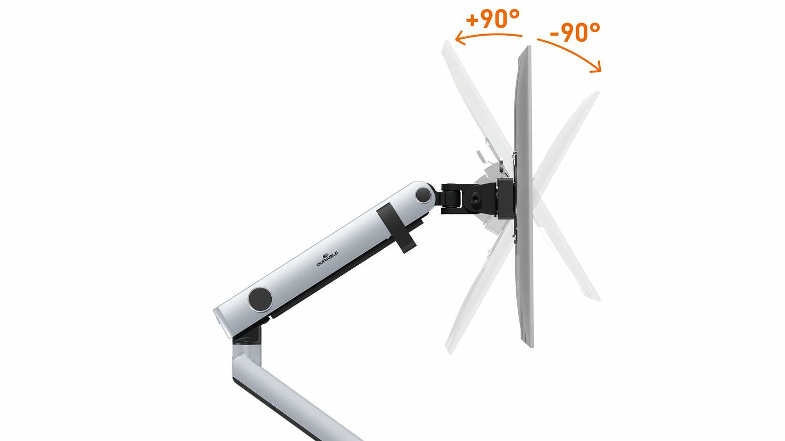Durable Select Plus – Monitorarm, bis 32", VESA 75 × 75/100 × 100 mm, höhenverstellbar 20–130 mm, silber
