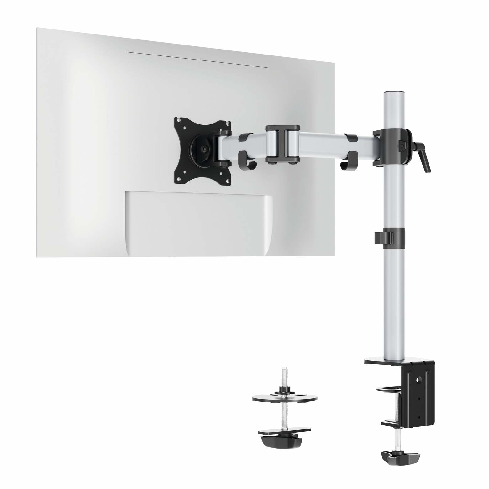 Durable Select – Monitorhalterung, Tischklemme, bis 27", VESA 75 × 75/100 × 100 mm, 8 kg, silber metallic