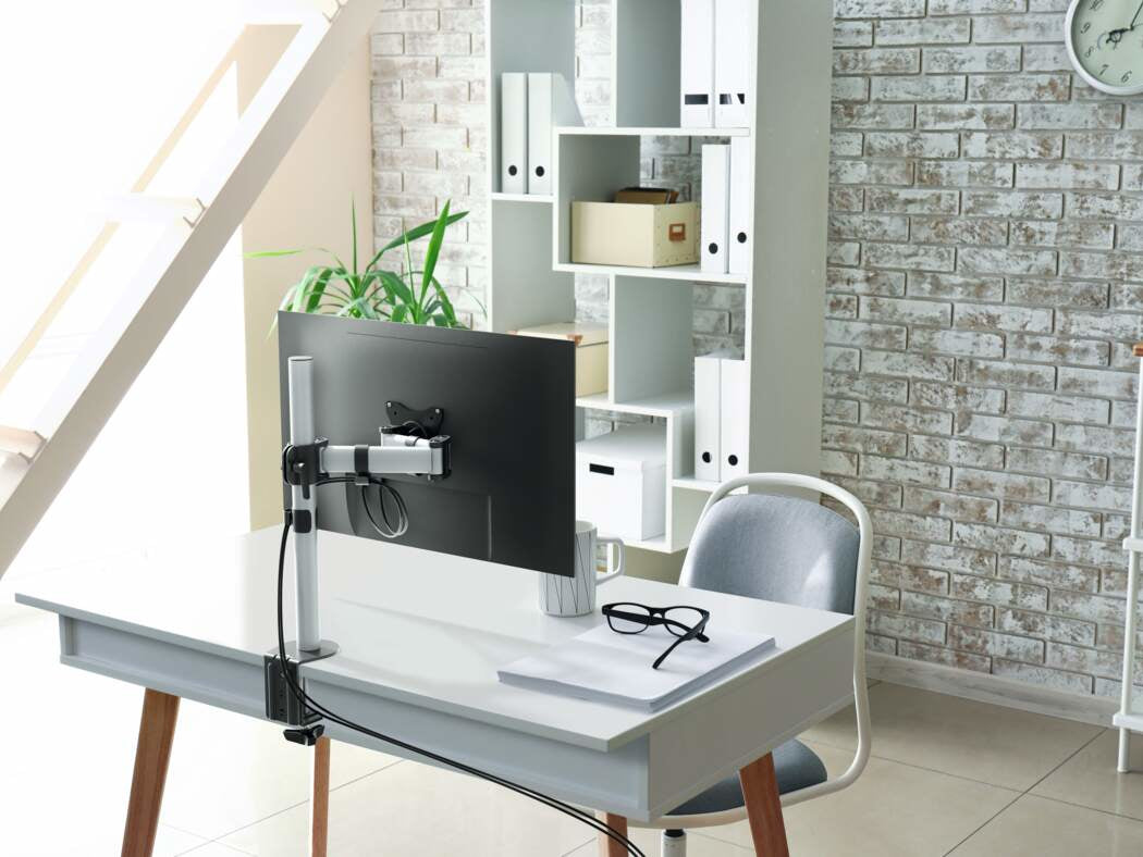 Durable Select – Monitorhalterung, Tischklemme, bis 27", VESA 75 × 75/100 × 100 mm, 8 kg, silber metallic