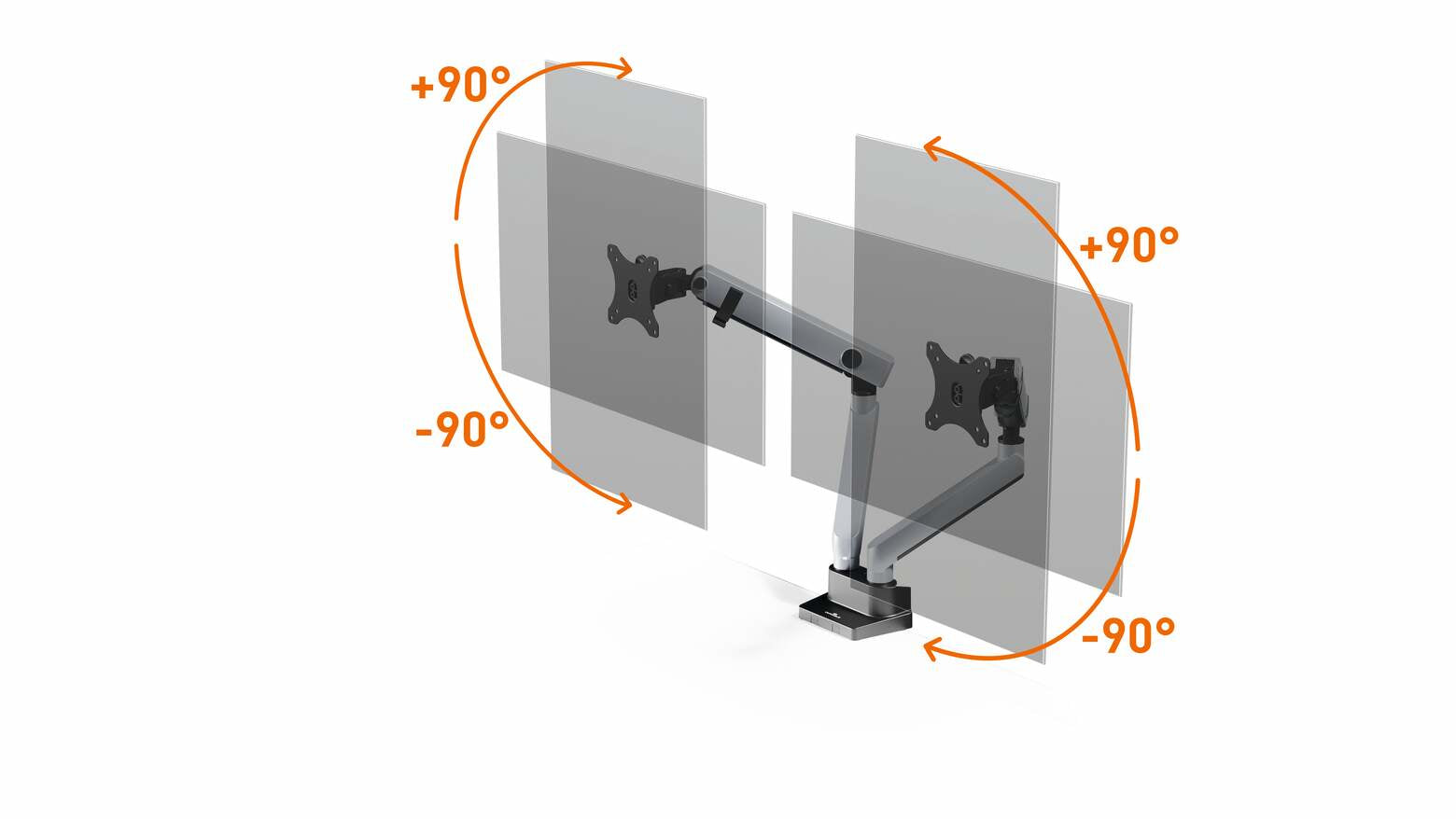 Durable Select Plus – Monitorarm, 2 Monitore, Tischklemme – bis 32", VESA 75 × 75/100 × 100 mm, Gasfeder