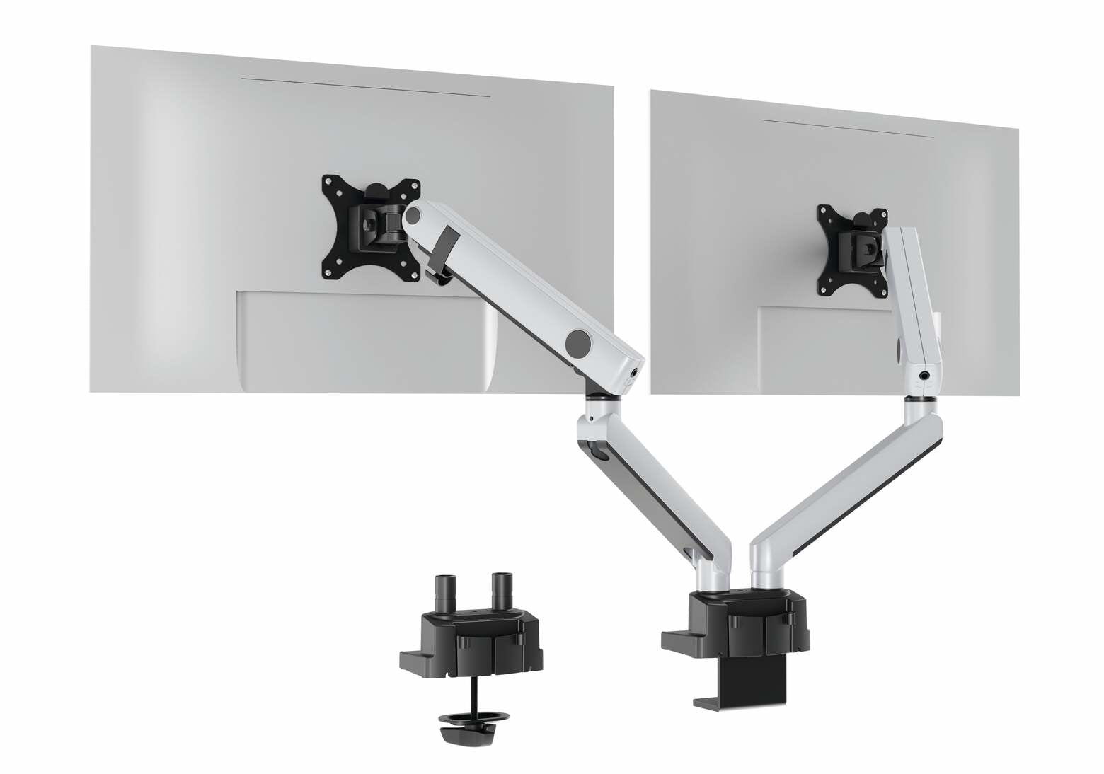 Durable Select Plus – Monitorarm, 2 Monitore, Tischklemme – bis 32", VESA 75 × 75/100 × 100 mm, Gasfeder