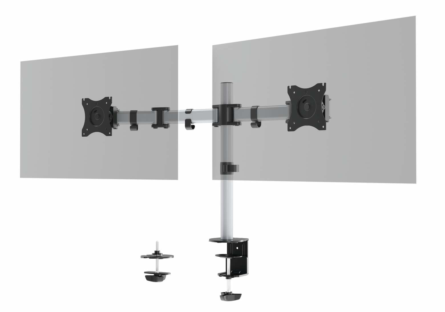 Durable Select – Monitorarm, 2 Monitore, Tischklemme, bis 27", VESA 75 × 75/100 × 100 mm, 8 kg