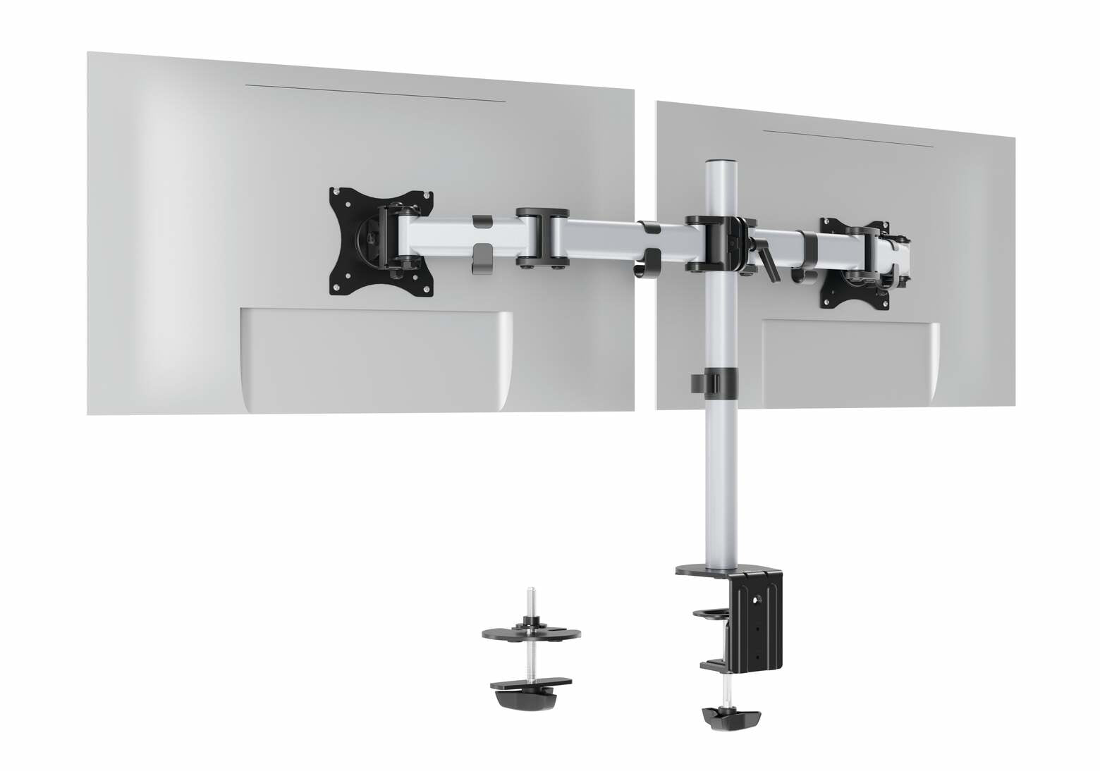 Durable Select – Monitorarm, 2 Monitore, Tischklemme, bis 27", VESA 75 × 75/100 × 100 mm, 8 kg