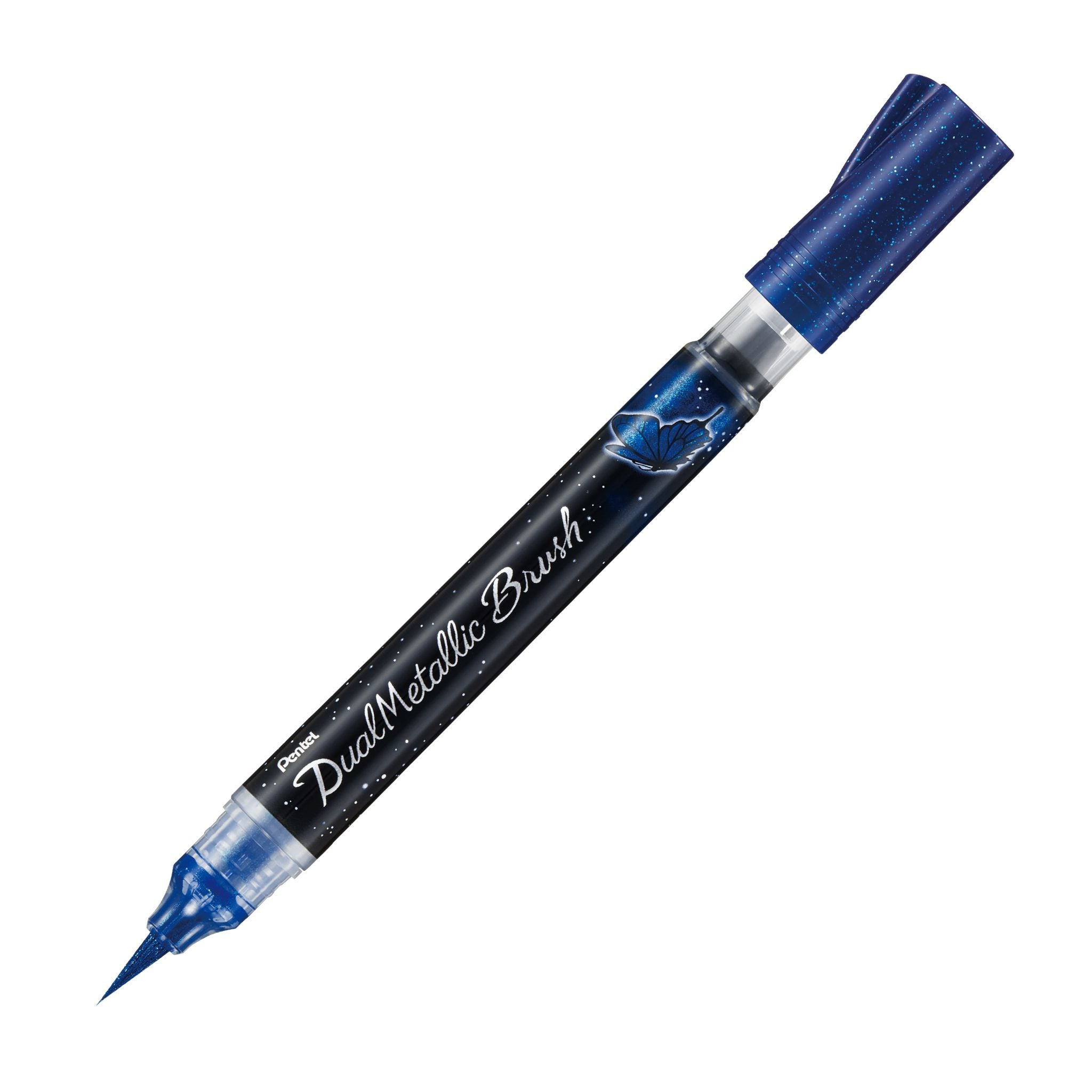 Pentel XGFH-DC – Brush Pen – Liner-Pinsel, Nylon, Blau, 1 Stück, Dual Metallic