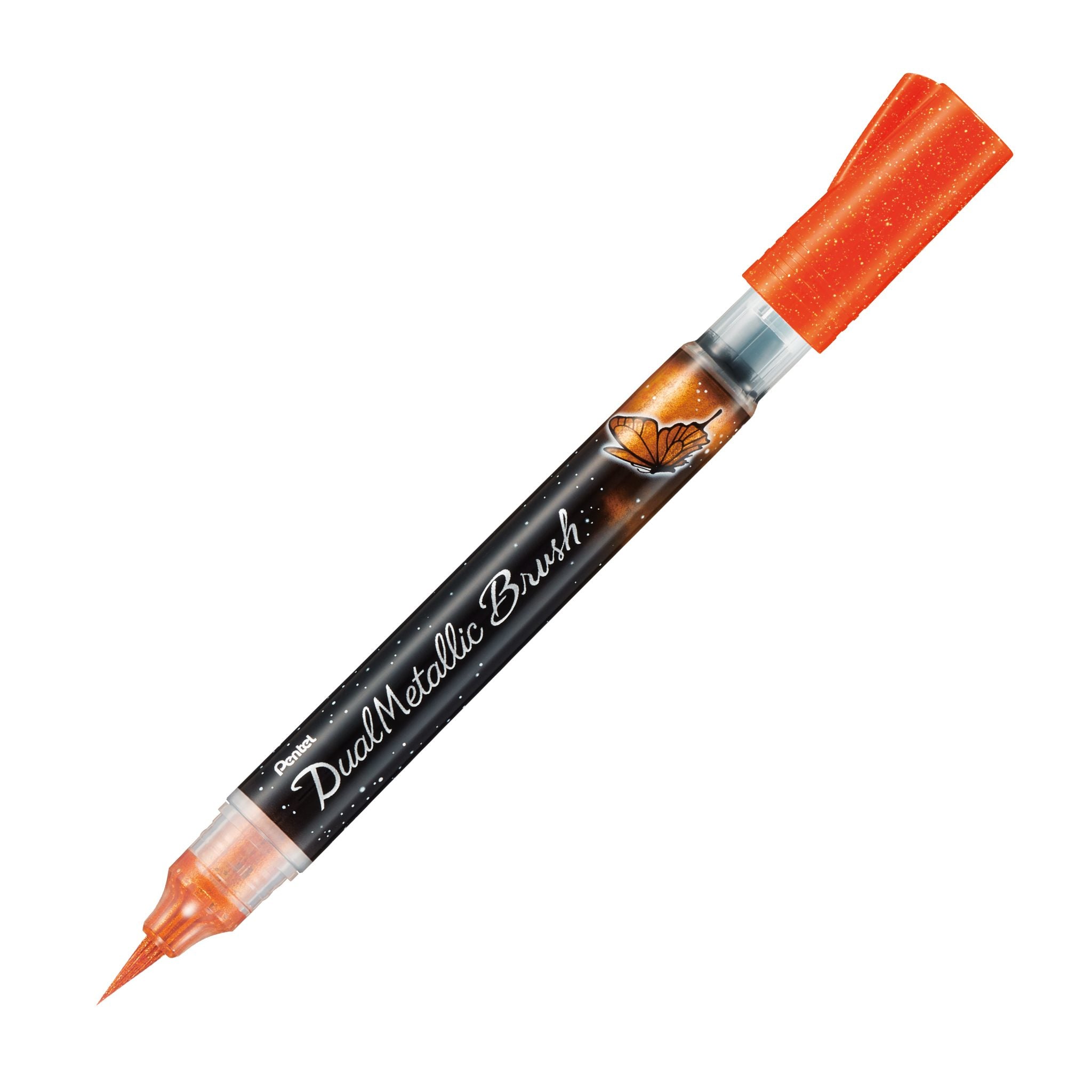 Pentel Dual Metallic XGFH-DF – Brushpen – Liner-Pinsel, orange, 1 Stück