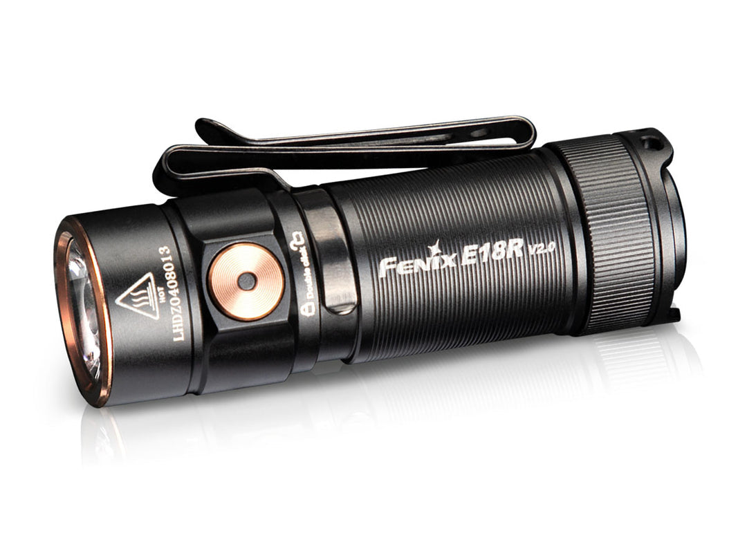 Fenix Taschenlampe E18R V2.0 – 1200 lm, 146 m, IP68, USB-C, 6 Modi – Schwarz