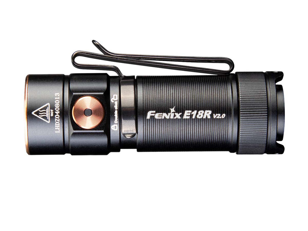 Fenix Taschenlampe E18R V2.0 – 1200 lm, 146 m, IP68, USB-C, 6 Modi – Schwarz