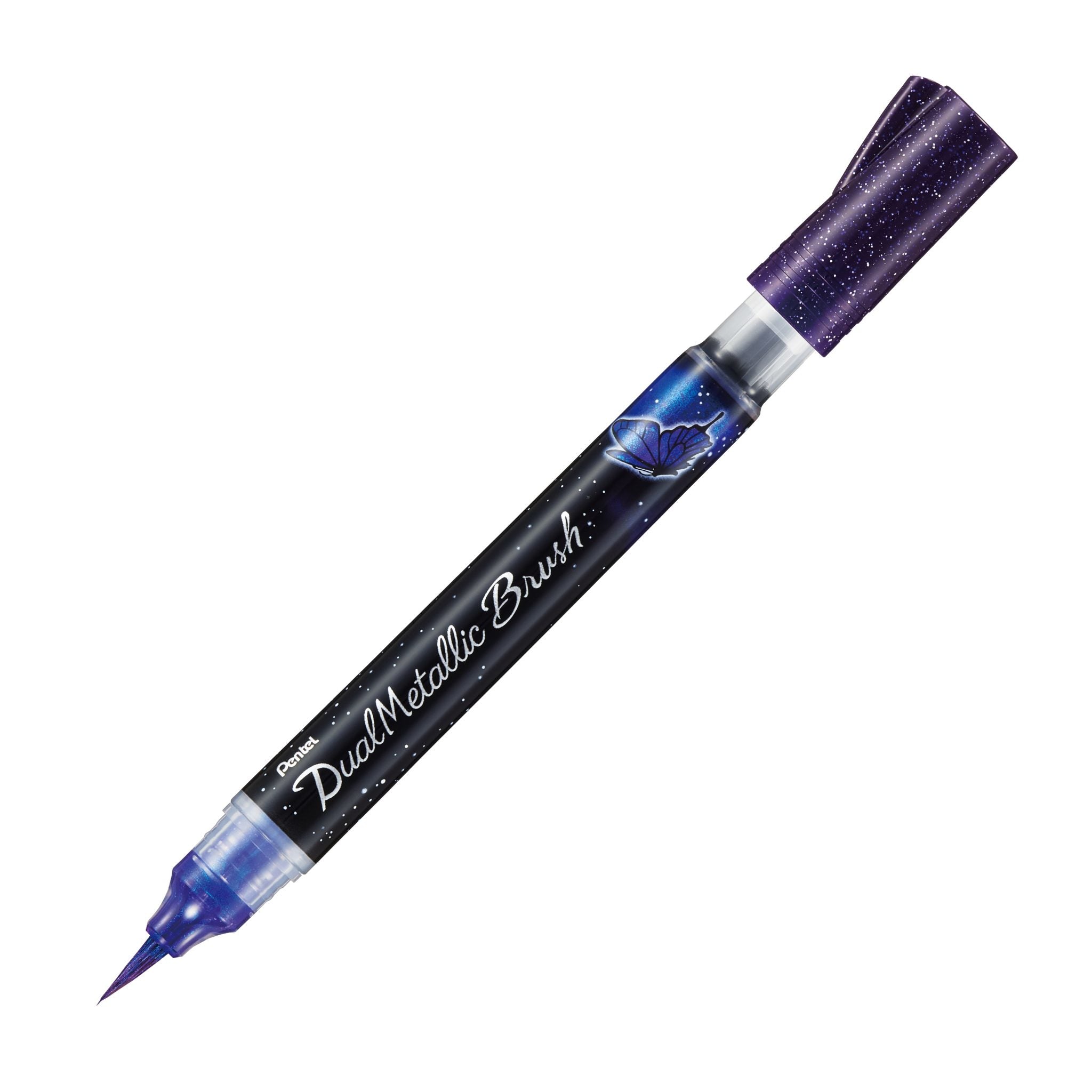 Pentel Brushpen Dual Metallic XGFH-DV – Liner-Pinsel, Nylon, violett, 1 Stück, Metallic-Effekttinte