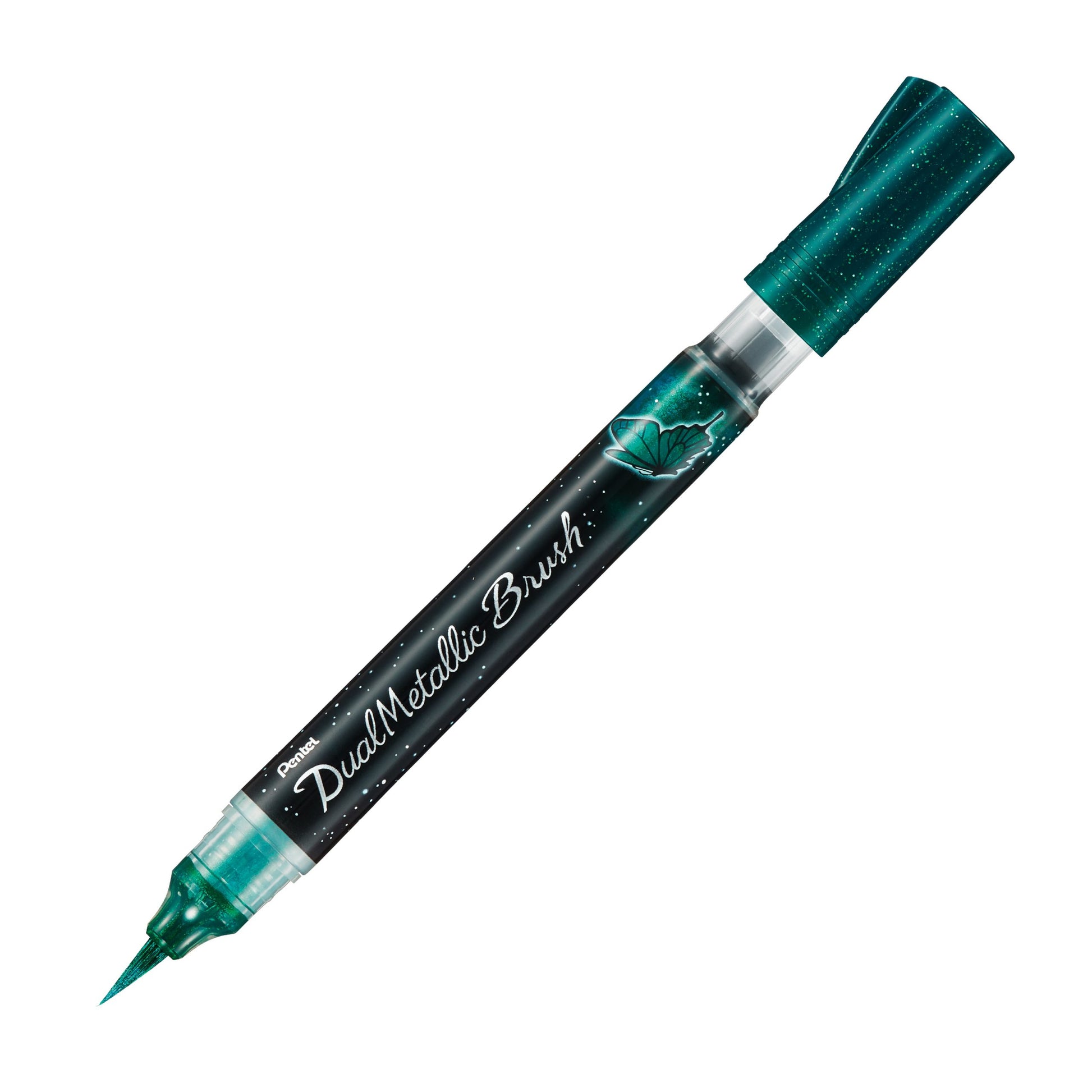 Pentel Brushpen Dual Metallic XGFH-DD – Liner-Pinsel, Nylon, Grün, 1 Stück