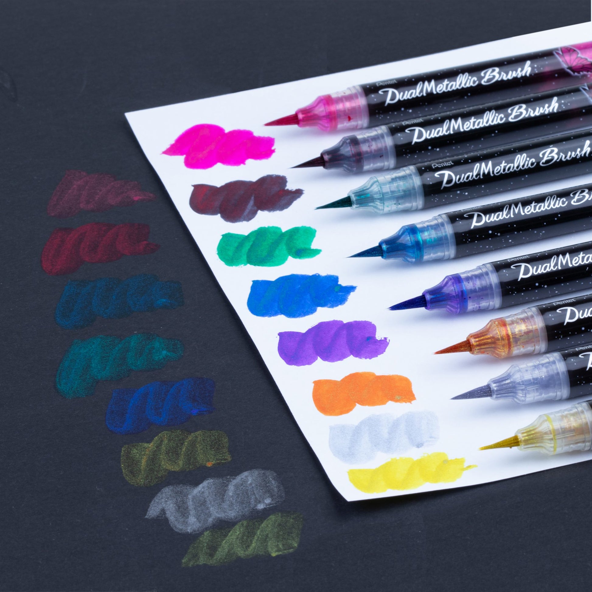 Pentel Pinselstift – farbig sortiert, 8er-Pack, Kunststoff, Effekttinte, für dunkles Papier
