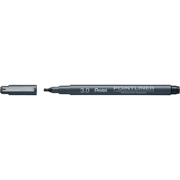 Pentel Pointliner S20P-C3A Fineliner – fein, schwarz, 1 Stk., wasserfest