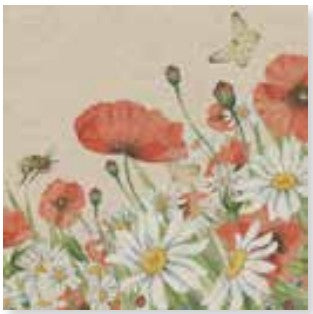Paper + Design Servietten Floral Poppies – 33 × 33 cm, 2-lagig – 20 Stück